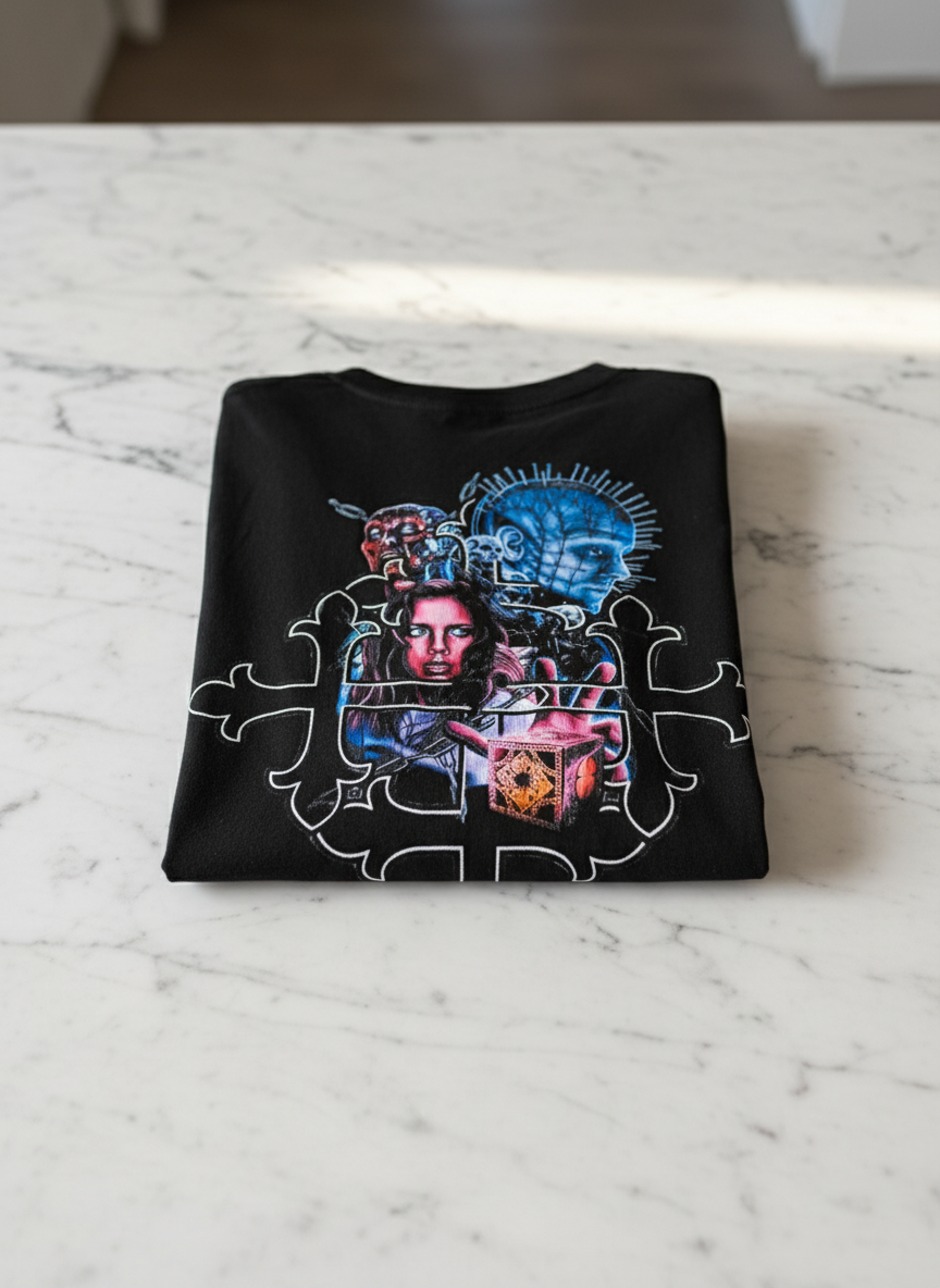 Back of shirt folded on marble