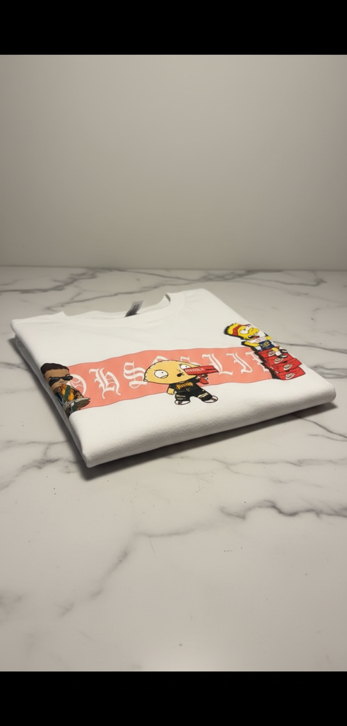 Close-up of folded shirt from side angle